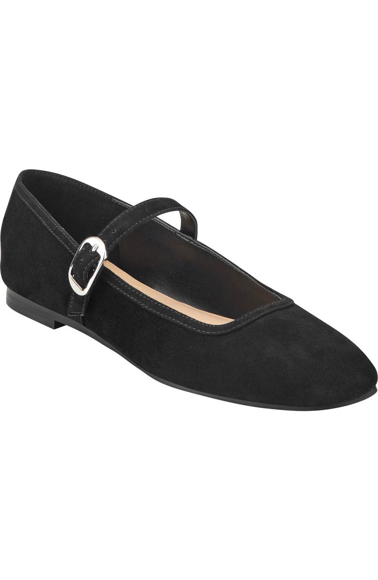 Marc Fisher LTD Garissa Mary Jane Flat, Main, color, Black Nubuck Leather