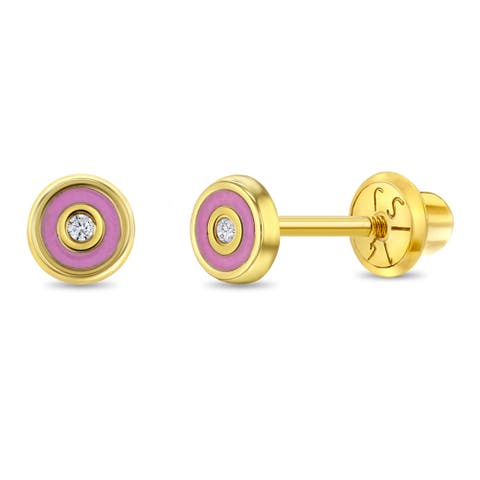 14k Pink Donut Earrings
