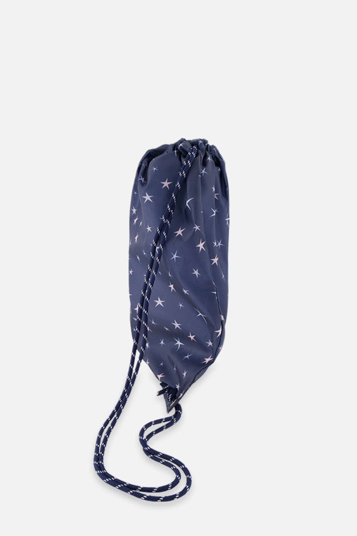 Deux par Deux Star Lightweight Everyday Drawstring Bag, Alternate, color, Navy With Star Print