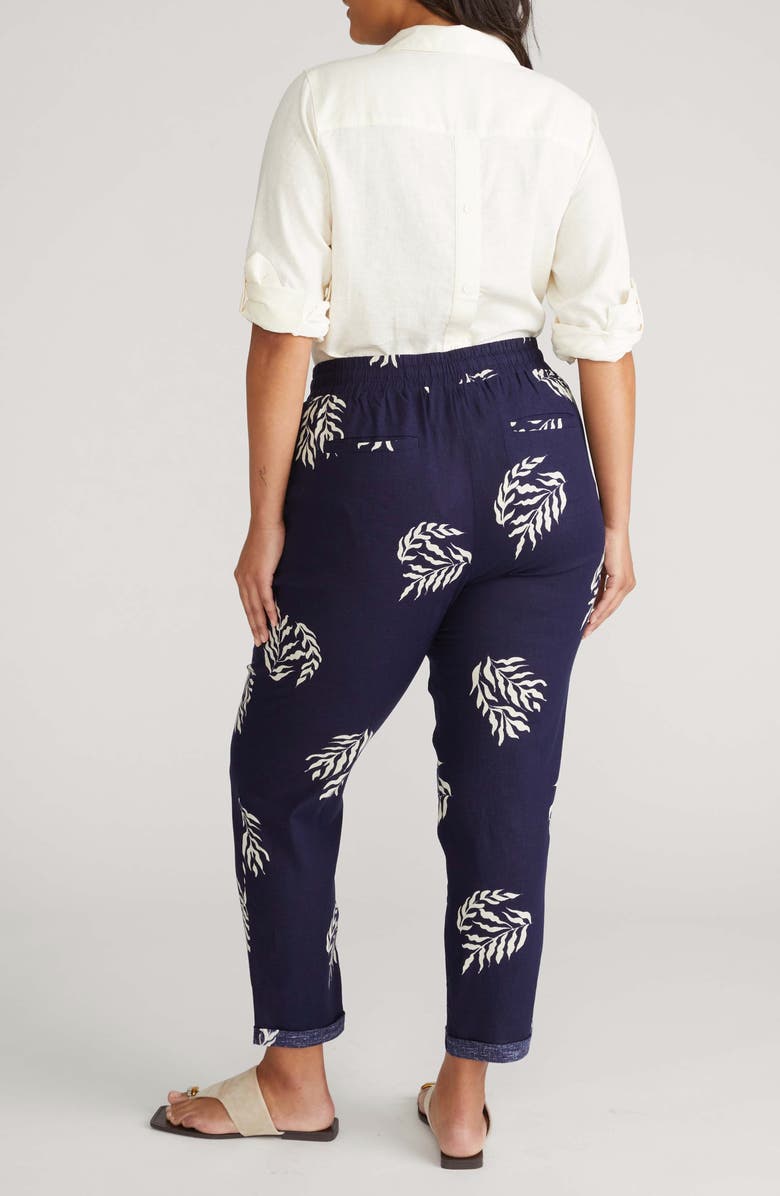 Universal Standard Tapered Drawstring Pants, Alternate, color, Navy Fern Dot