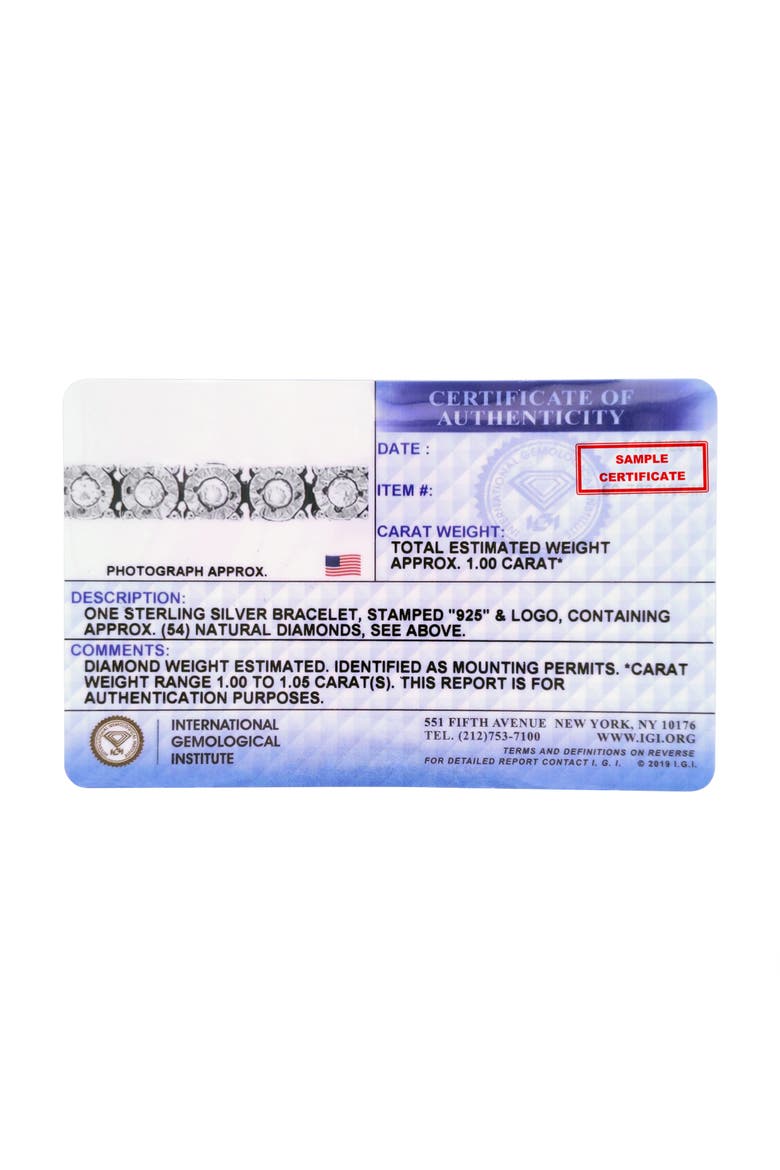 IGI Certified Silver 1.0 Cttw Miracle-Set Diamond Miracle Plate Tennis Bracelet, Alternate, color, Silver
