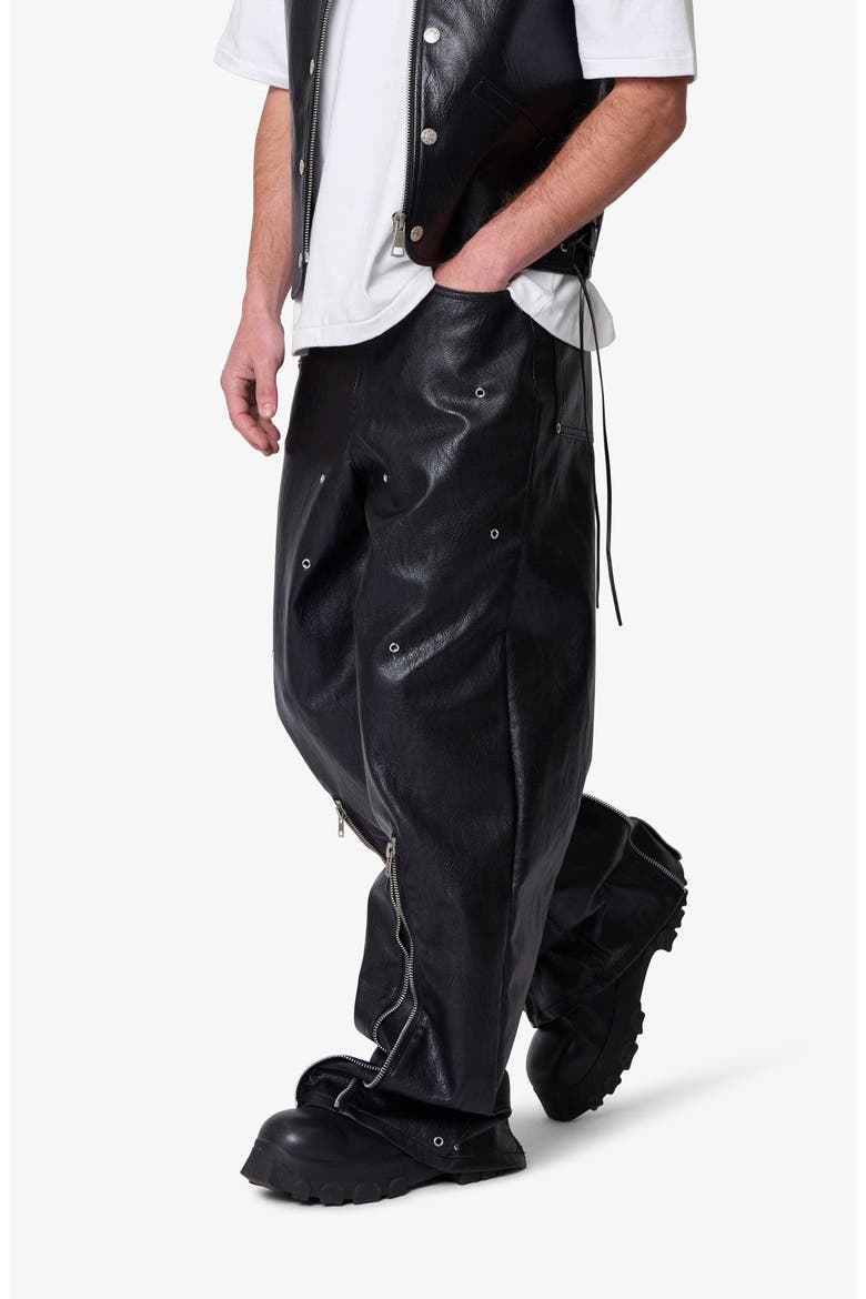 Zip Hem Faux Leather Rave Pants, Alternate, color, BLACK