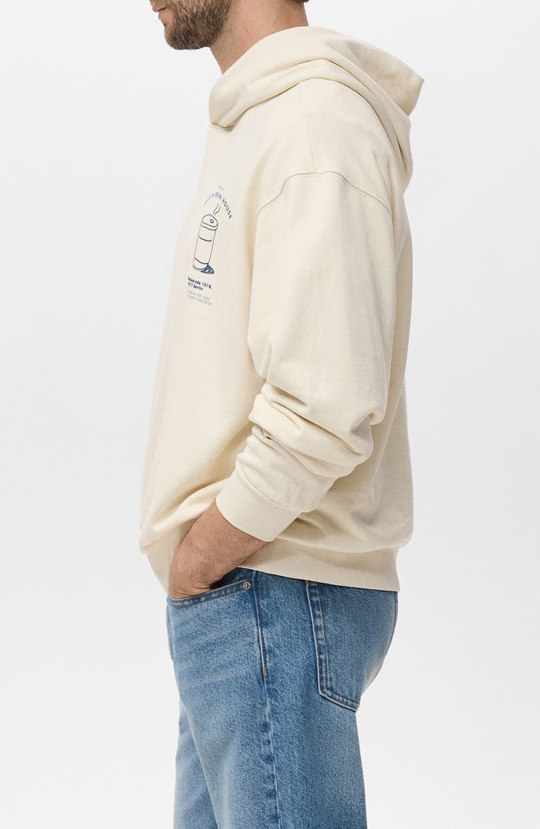 MANGO Graphic Print Hoodie, Alternate, color, Ecru