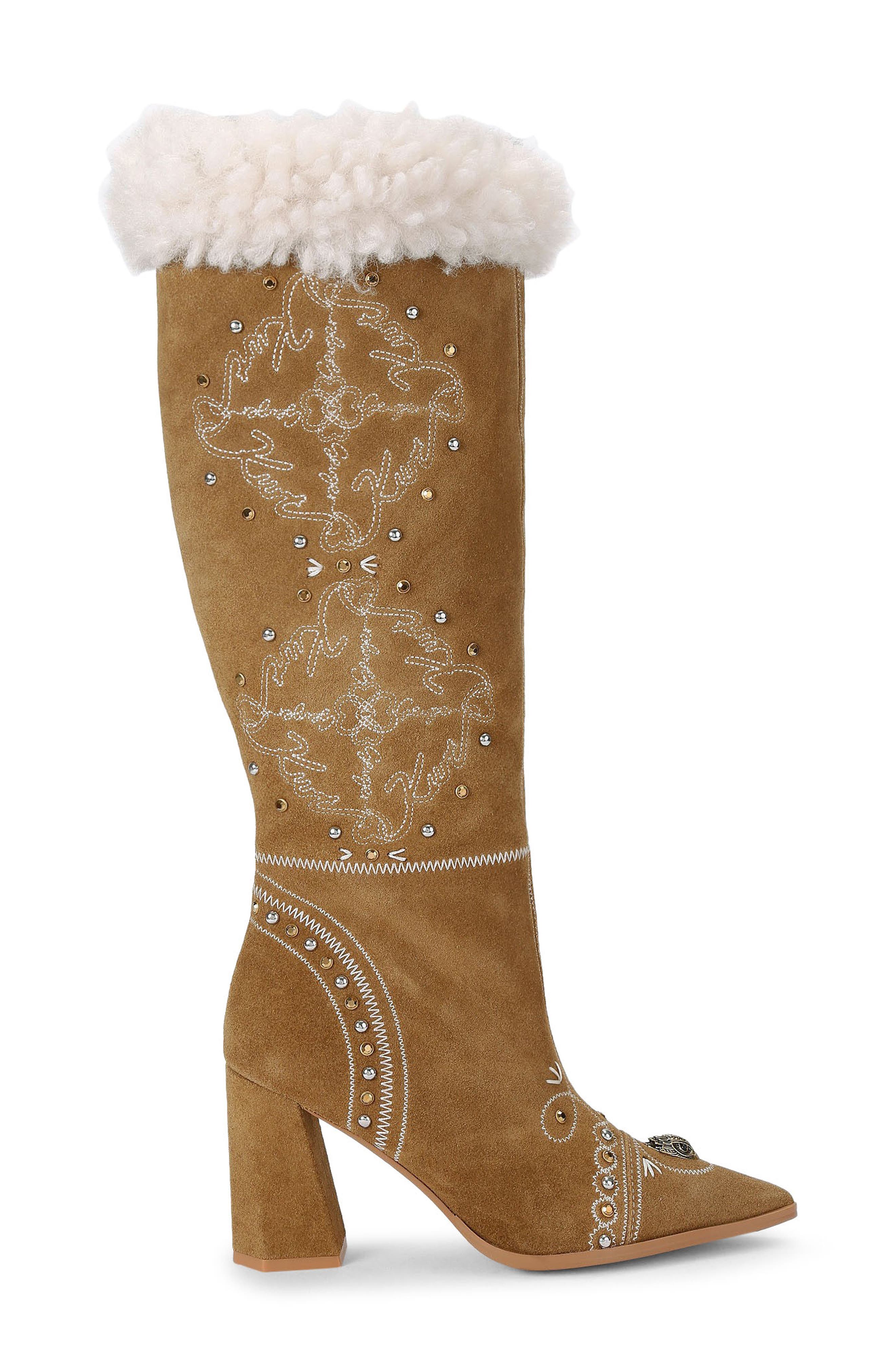 Boho Fold Over Knee High Boot, Alternate, color, LIGHT/ PASTEL BROWN