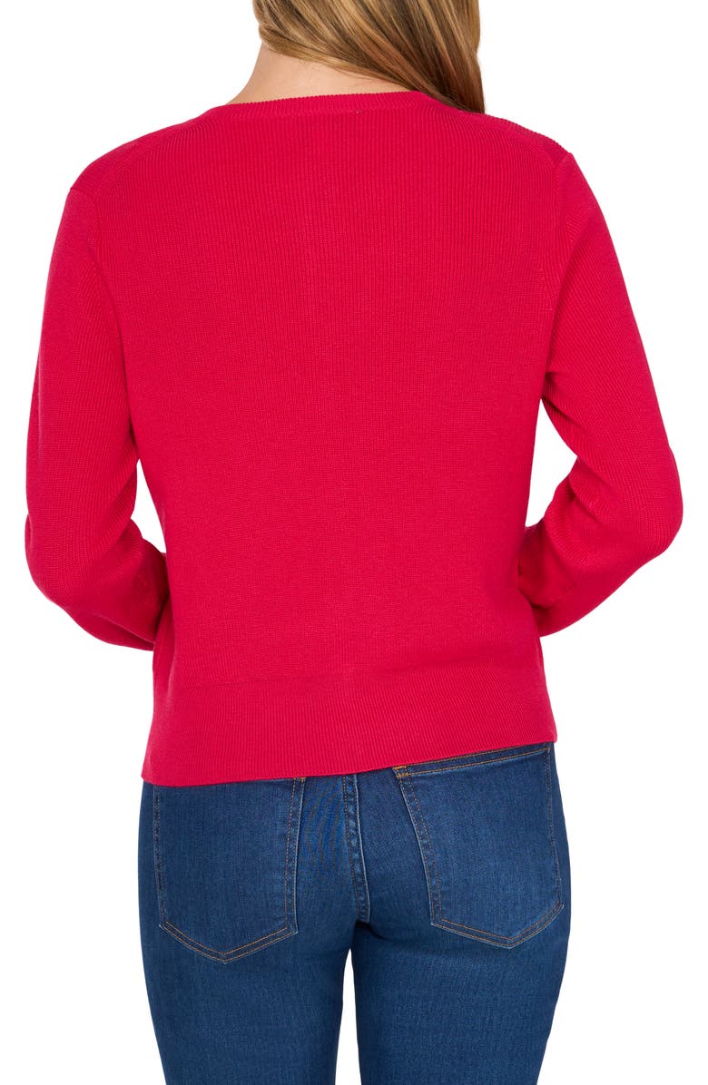 CeCe Crewneck Cardigan, Alternate, color, Bright Rose