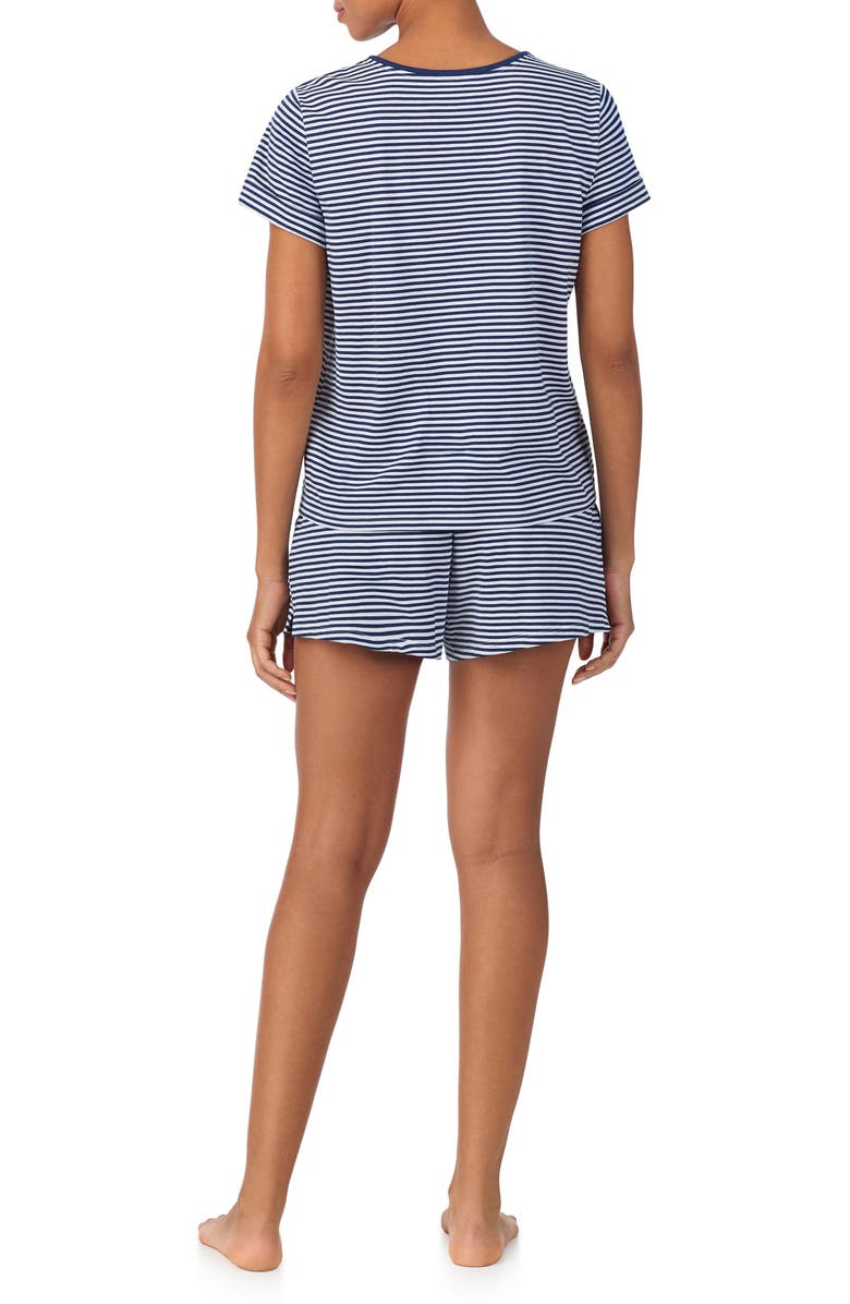 Lauren Ralph Lauren Stripe T-Shirt & Short Cotton Blend Pajamas, Alternate, color, Navy Stripe
