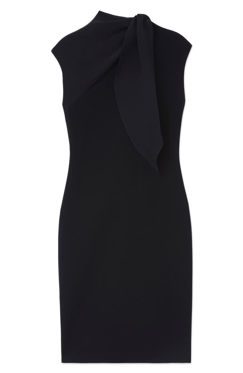 Lafayette 148 New York Scarf Detail Sleeveless Crepe Sheath Dress, Alternate, color, 