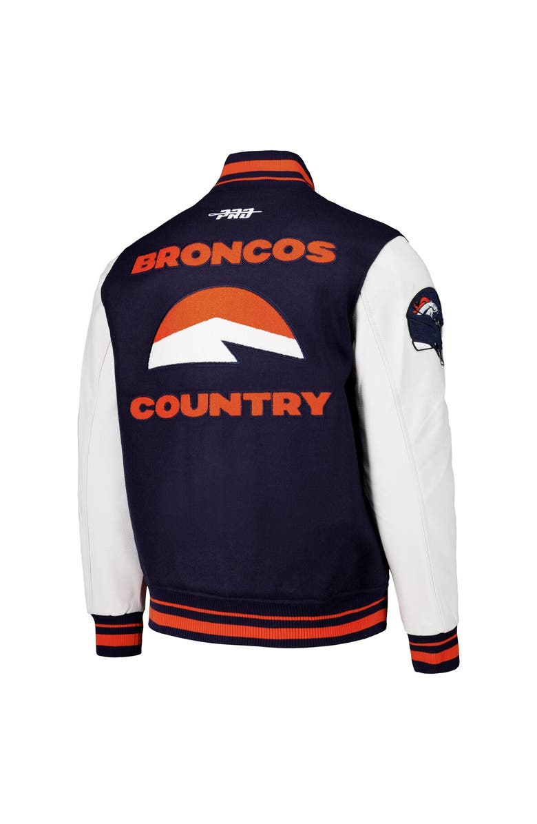 PRO STANDARD Men's Pro Standard  Navy Denver Broncos Classic Wool Varsity Full-Snap Jacket, Alternate, color, 
