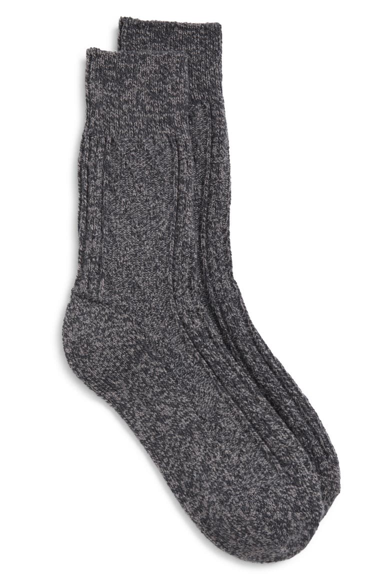 Cable Crew Socks, Alternate, color, CHARCOAL HEATHER