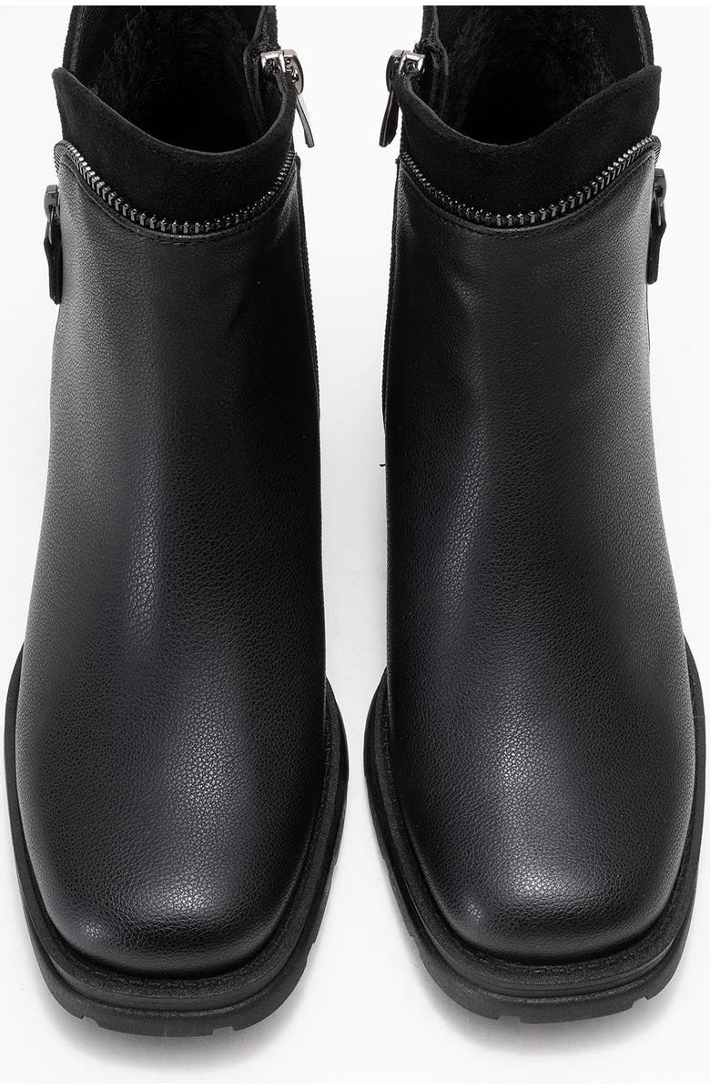 Prologue Shoes Parly Zip-Block Heel Boot, Alternate, color, Black Faux Leather