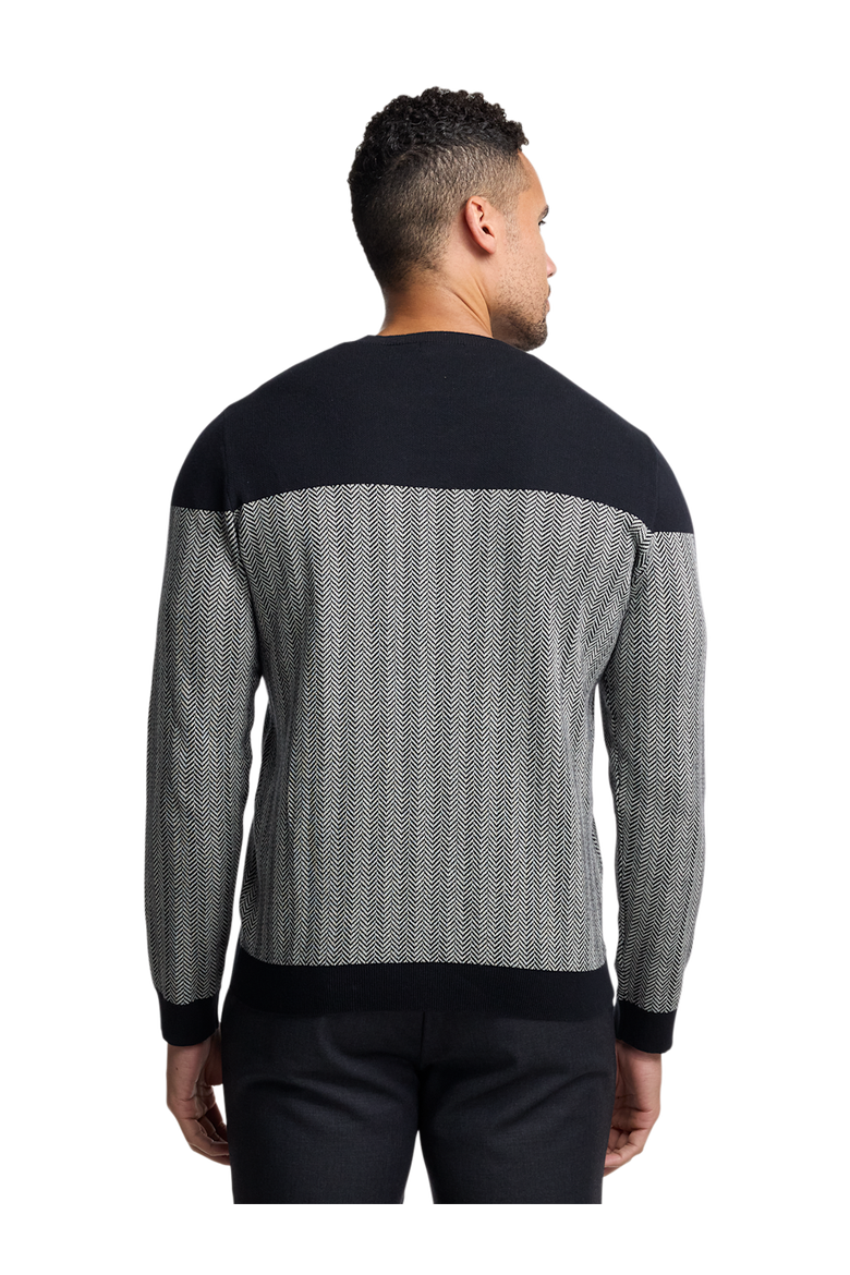 Cotton Crewneck Sweater, Alternate, color, Black/Ivory