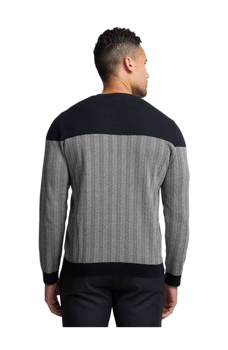 Paul Fredrick Cotton Crewneck Sweater, Alternate, color, Black/Ivory