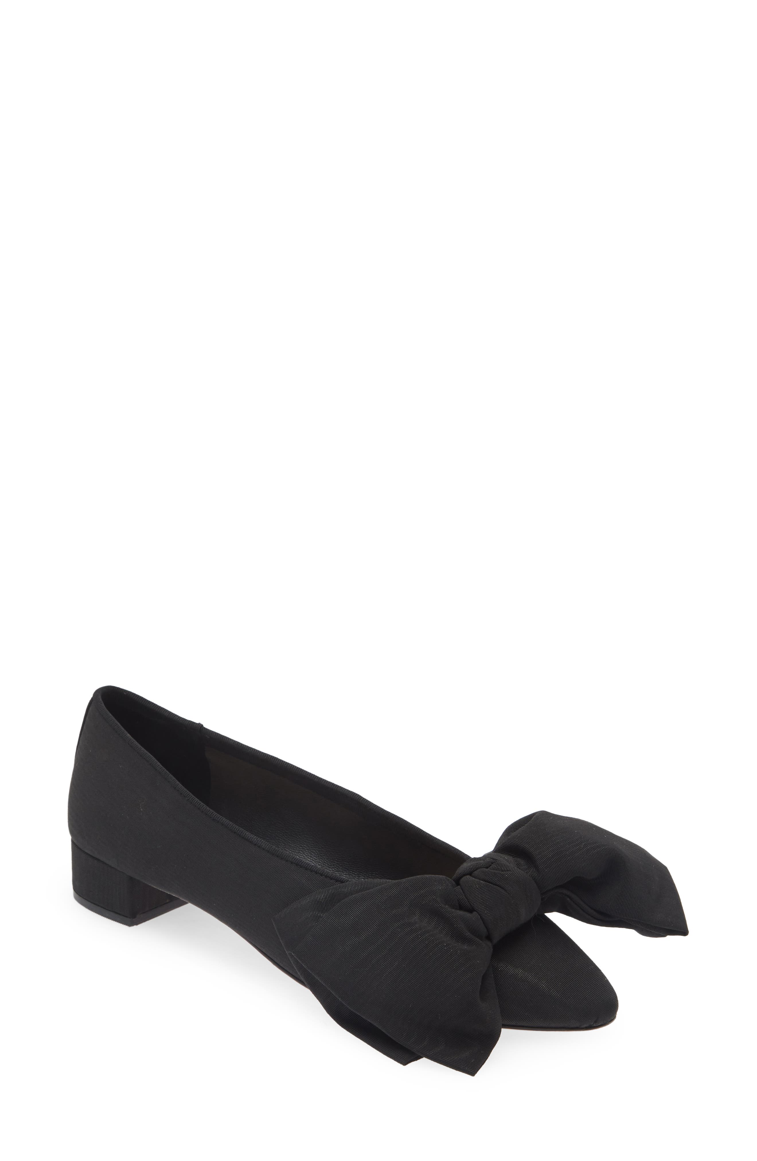 Loeffler Randall Noa Bow Pointed Toe Block Heel Pump, Main, color, Black