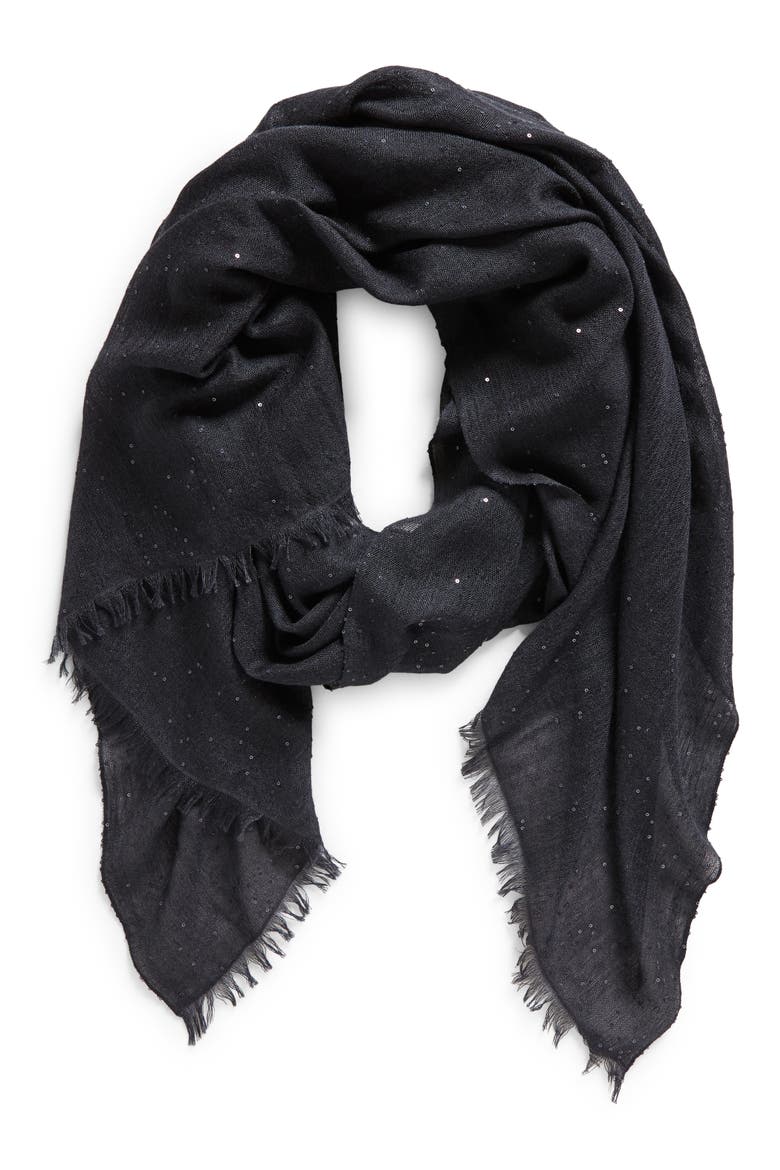 Sequin Linen & Silk Scarf, Alternate, color, C8901 NIGHT SKY
