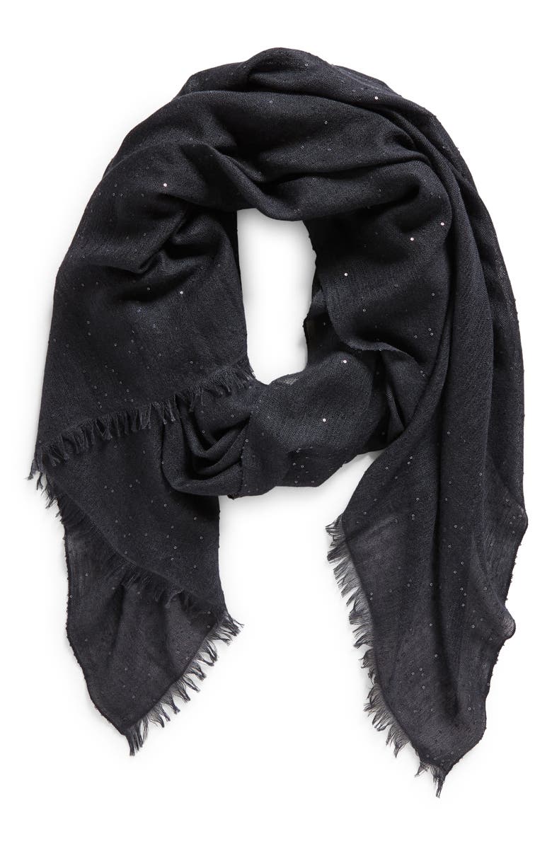 Brunello Cucinelli Sequin Linen & Silk Scarf, Alternate, color,