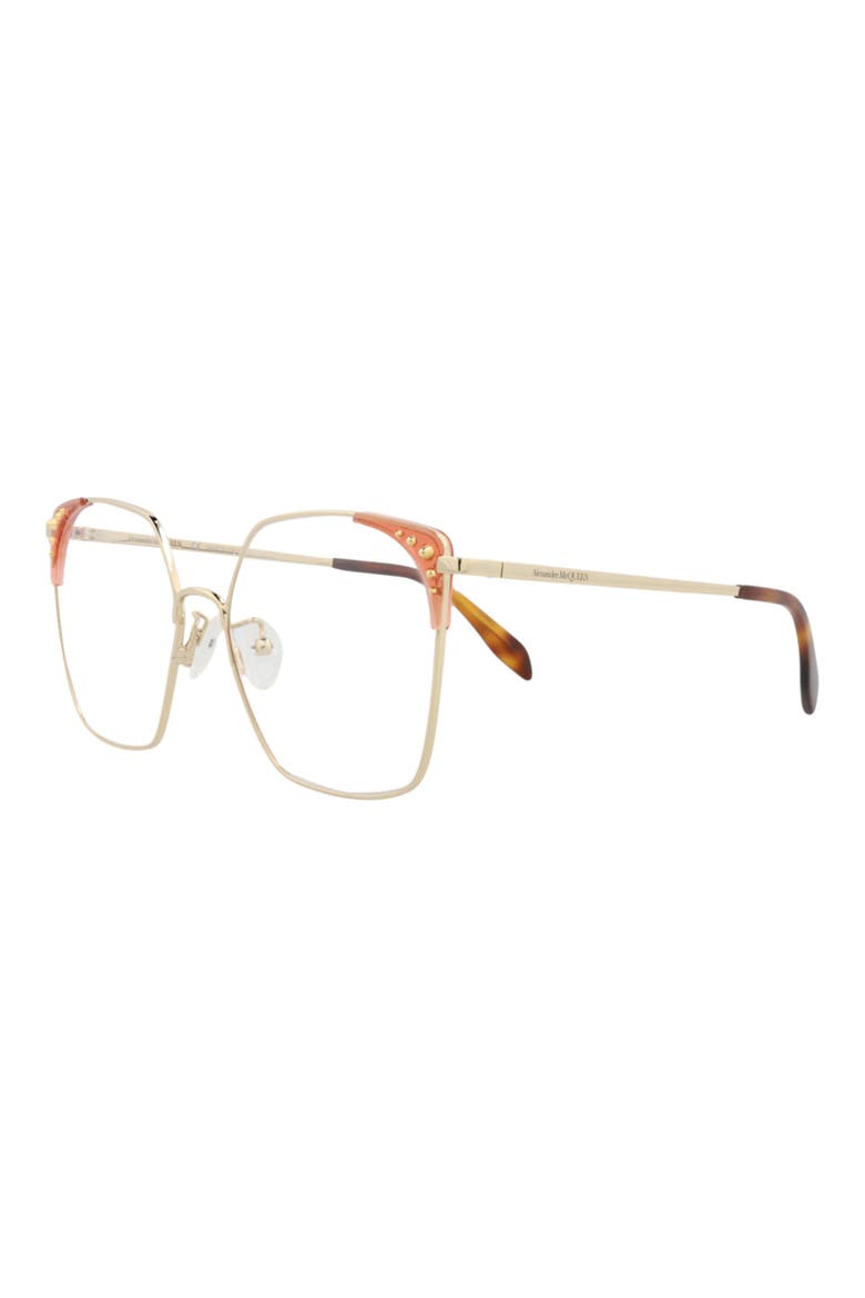 56mm Square Optical Glasses, Alternate, color, GOLD/ RED TRANSPARENT