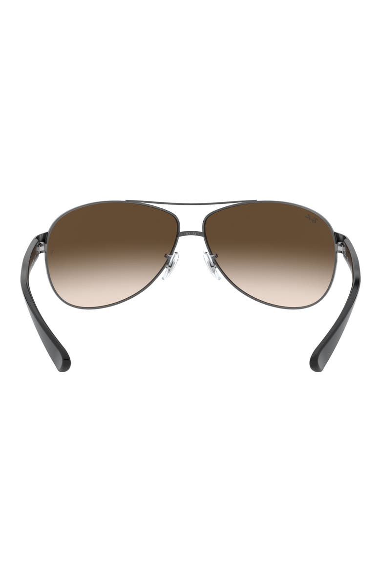 67mm Gradient Pilot Sunglasses, Alternate, color, GUNMETAL / BROWN