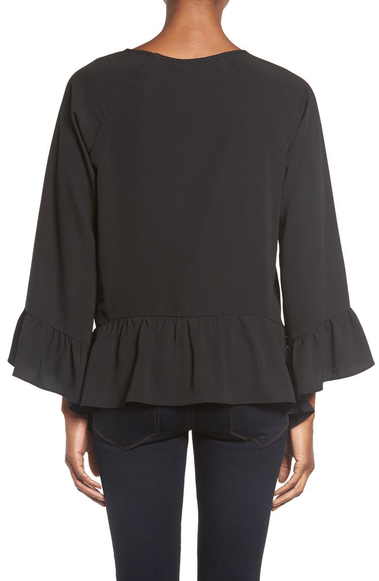 GIBSONLOOK Gibson Bell Sleeve Ruffle Hem Blouse, Alternate, color,
