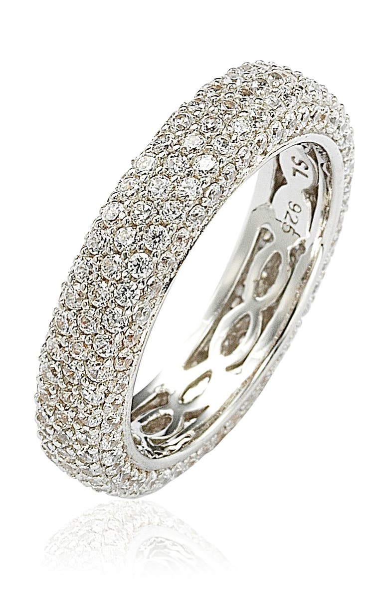 SUZY LEVIAN Sterling Silver Pavé Cubic Zirconia Eternity Band Ring, Alternate, color, White