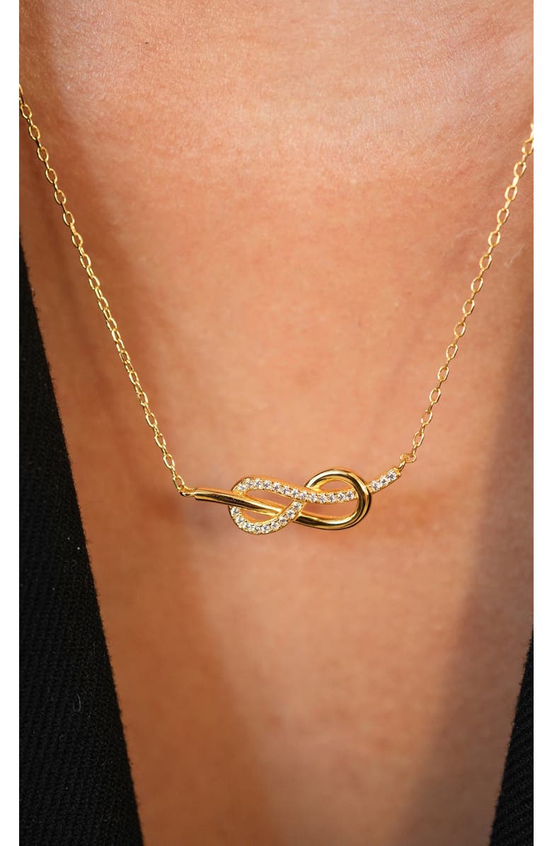 Argento Vivo Sterling Silver Love Knot Pavé Pendant Necklace, Alternate, color, Gold