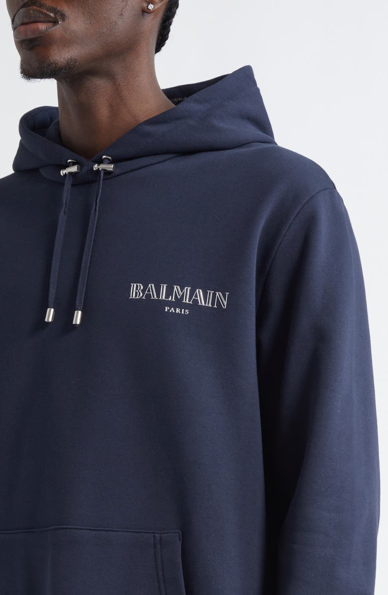 Balmain Gel Logo Hoodie, Alternate, color, Navy/ Multi