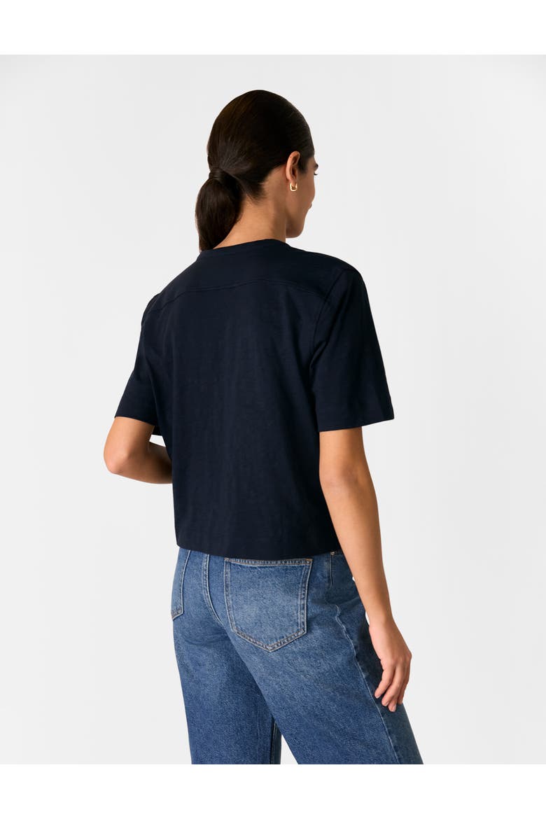 Ella V-Neck Button Through Top, Alternate, color, Navy
