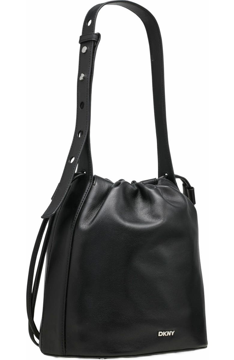 DKNY Channing Drawstring Bag, Alternate, color, Black/Silver