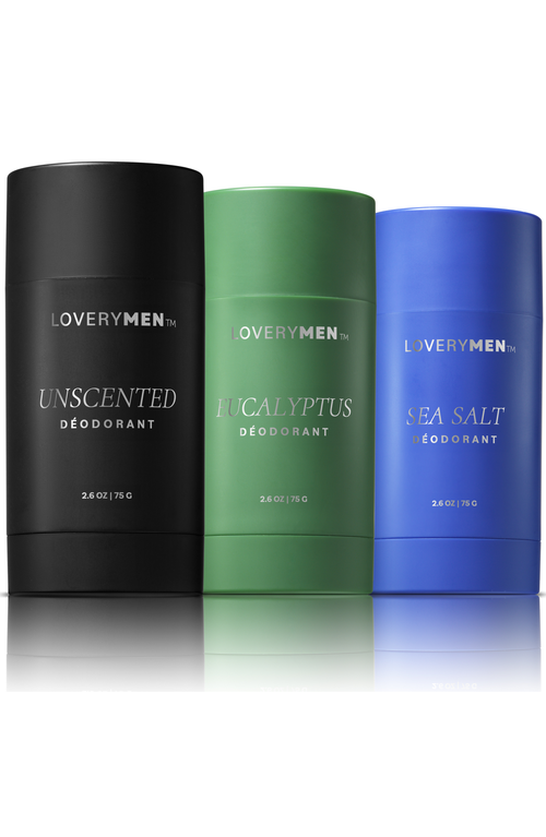 Lovery 3-pack Odor Control Deodorants Gift Set In Sea Salt/eucalyptus/unscented