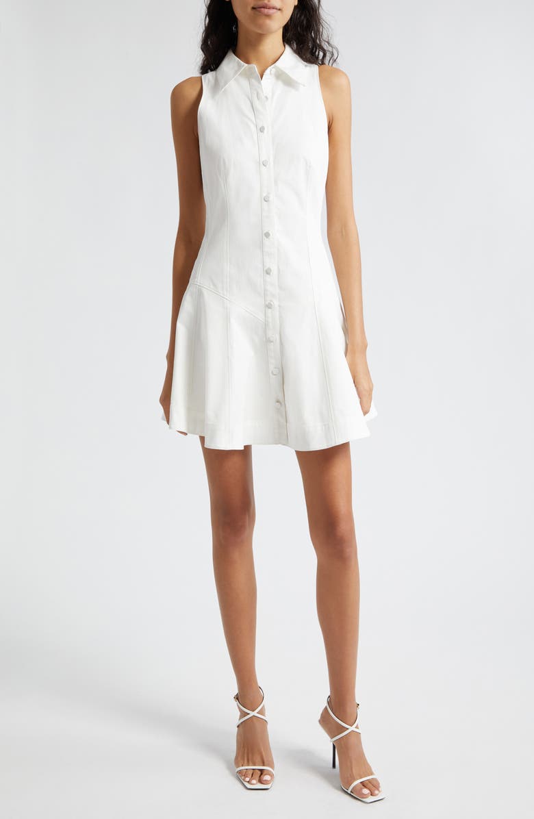 Cinq à Sept Poppy Sleeveless Stretch Twill Shirtdress, Main, color, Ivory