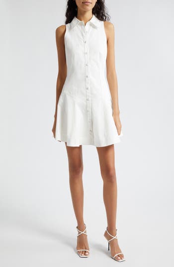 Cinq à Sept Poppy Sleeveless Stretch Twill Shirtdress in Ivory at Nordstrom Rack, Size 14