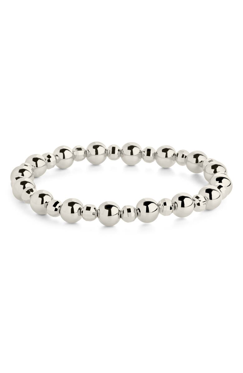 Sterling Forever Summer Beaded Stretch Bracelet, Main, color, Silver