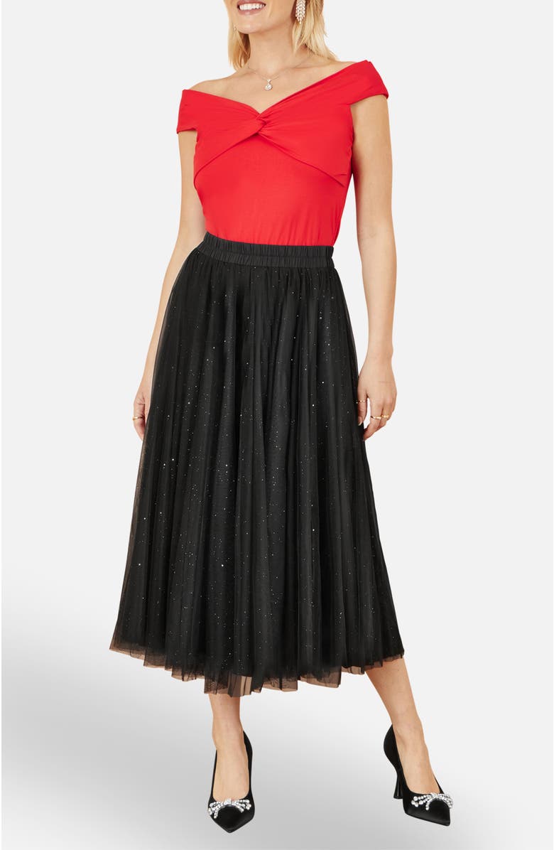 Yumi Sparkle Mesh Tulle Skirt, Alternate, color, Black