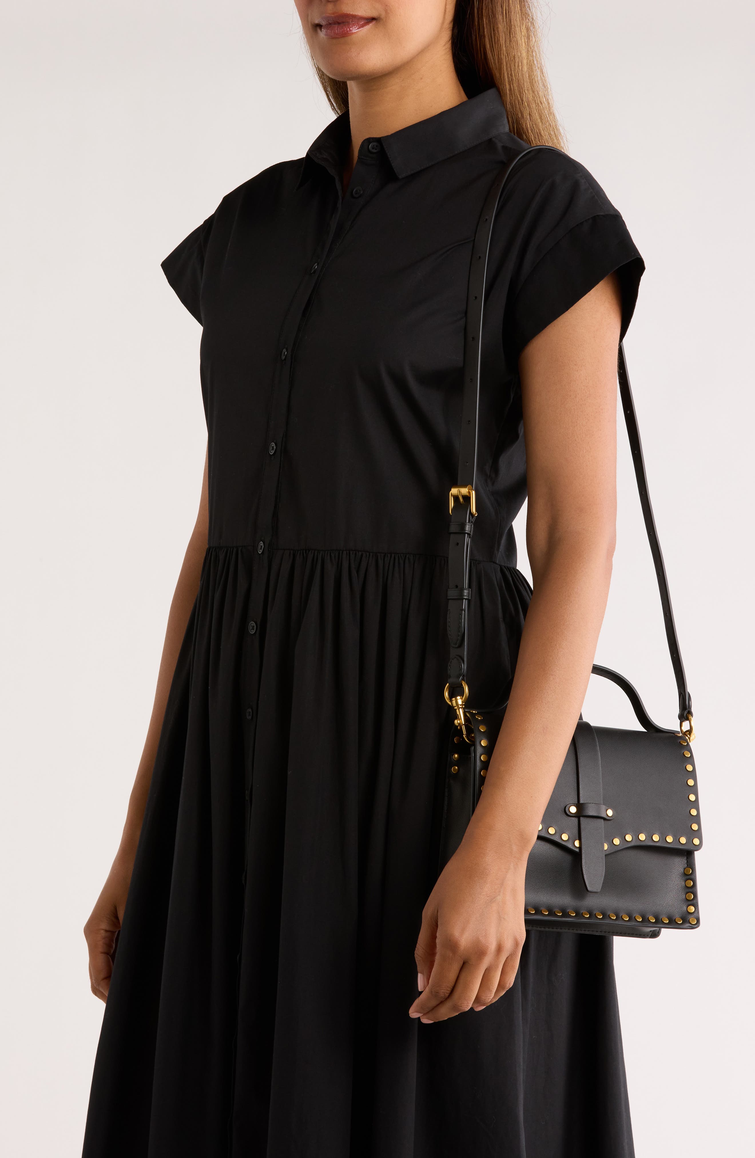 Rebecca Minkoff Nanine Studded Top Handle Bag, Alternate, color, 