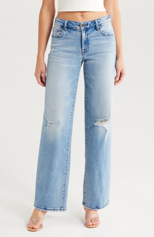 HIDDEN JEANS Distressed Straight Leg Dad Jeans in Medium Wash 