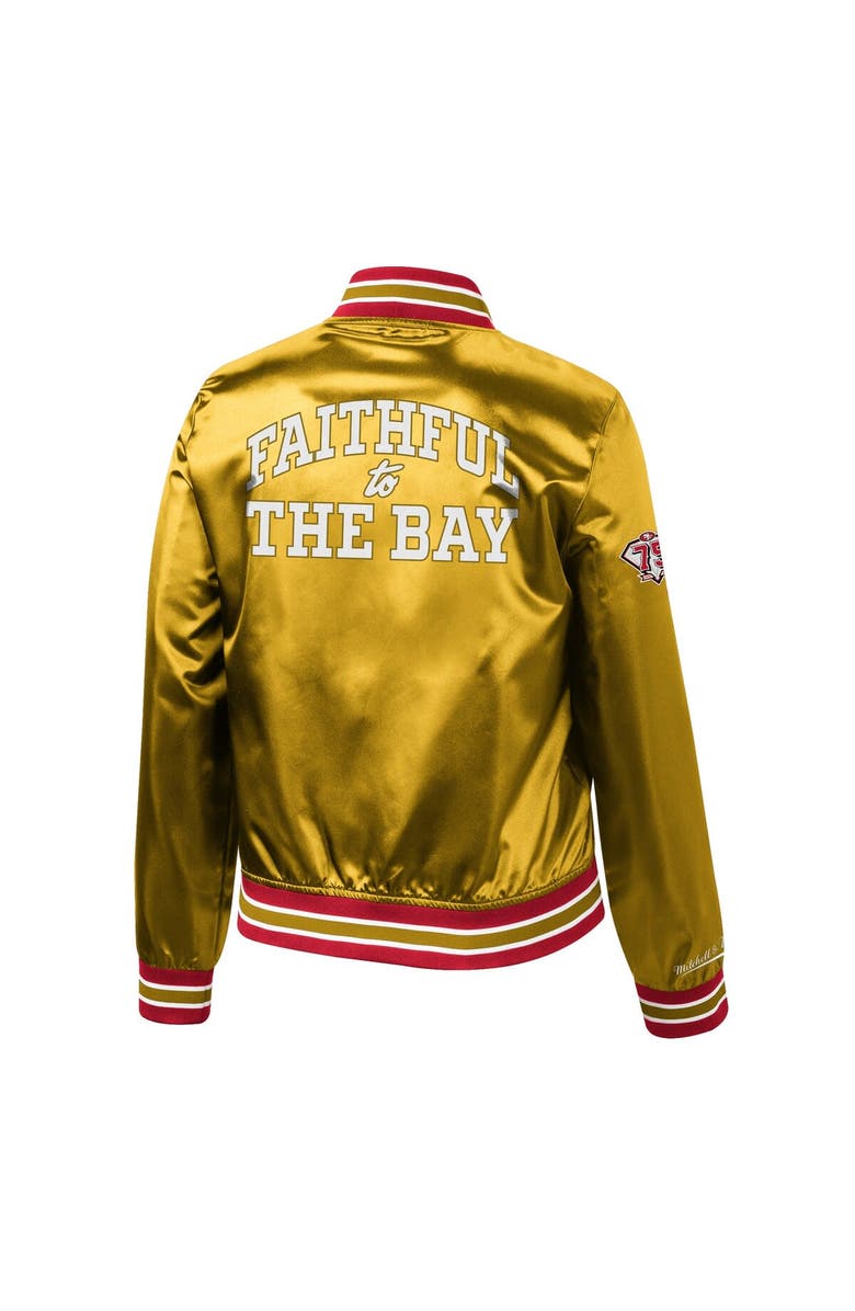 Mitchell & Ness Women's Mitchell & Ness Gold San Francisco 49ers 75th Anniversary Faithful to the Bay Satin Full-Snap Jacket, Alternate, color, 