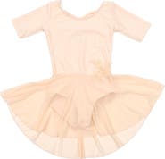 Leveret Girls Short Sleeve Skirted Leotard