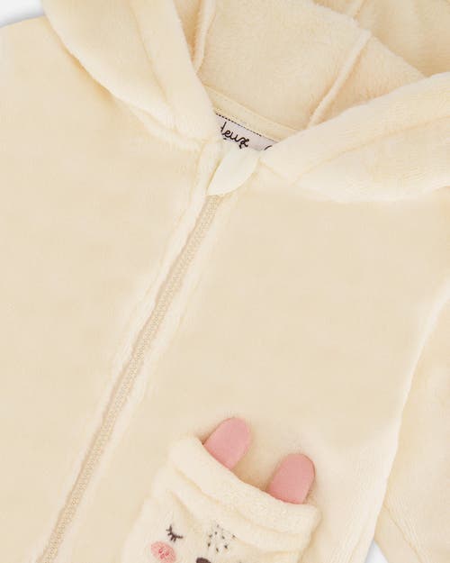 Deux Par Deux Plush Hooded Jacket In Neutral