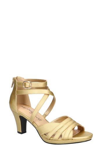 Easy Street Crissa Womens Satin Zipper Strappy Sandals In Gold Satin