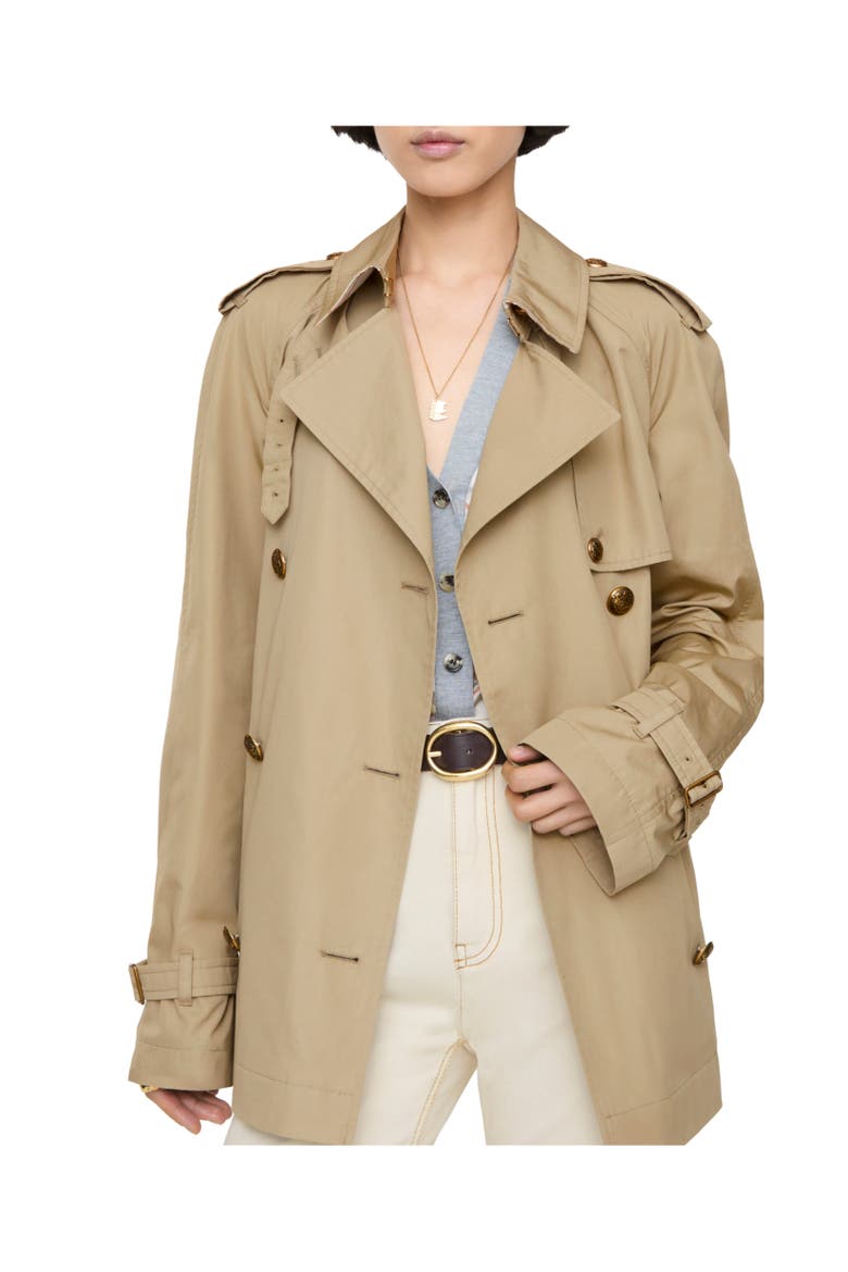 Short Lightweight Cotton Belgravia Trench Coat, Alternate, color, Sparrow beige