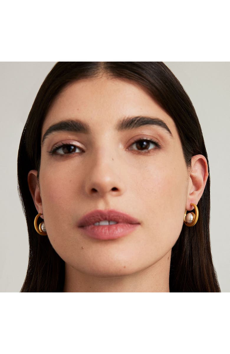 Dean Davidson Floating Cultured Pearl Hoop Earrings, Alternate, color, Pearl/ Gold