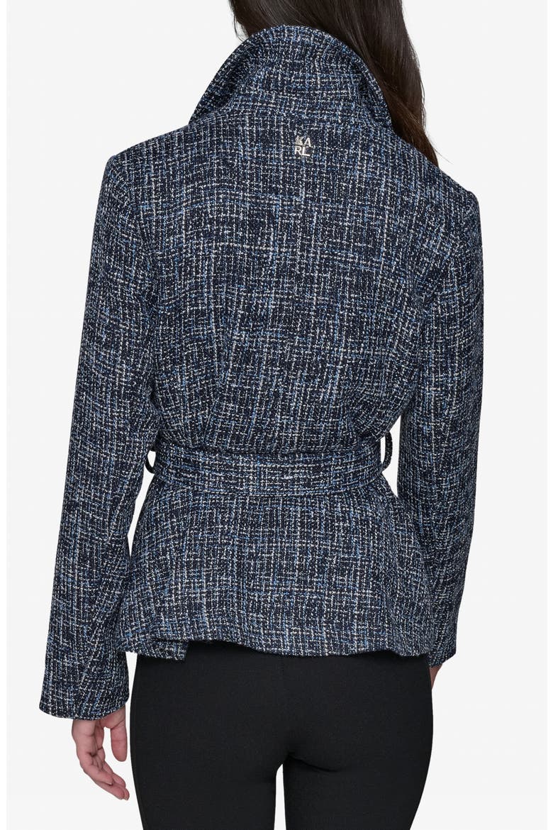 Belted Tweed Moto Jacket, Alternate, color, BLUE MULTI