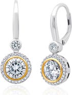Crislu 2-Tone Halo Leverback Earrings