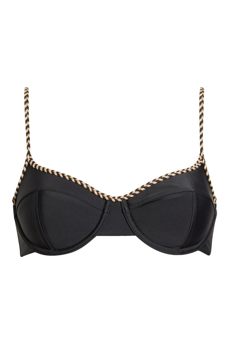 Mona Braided Underwire Bikini Top, Alternate, color, BLACK