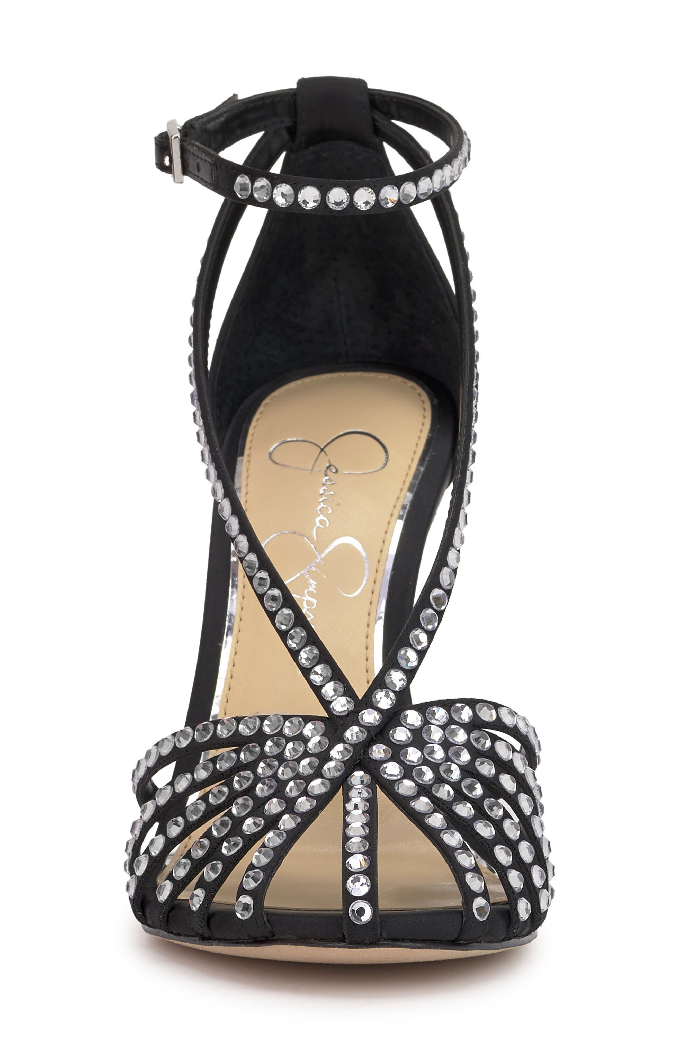 Jessica Simpson Jittale Ankle Strap Sandal, Alternate, color, Black Matte Satin