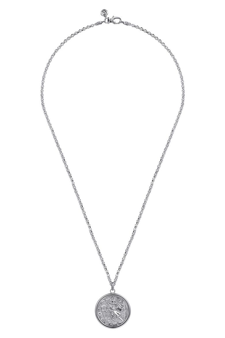 Men's Modern Relics Saint Christopher Medallion Necklace, Alternate, color, STERLING SILVER