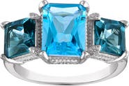FZN Sterling Silver Blue Topaz Ring