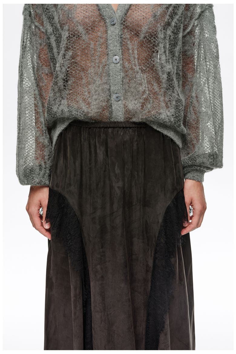 Fluid Midi Skirt with Lace Trim, Alternate, color, WASHED BLACK