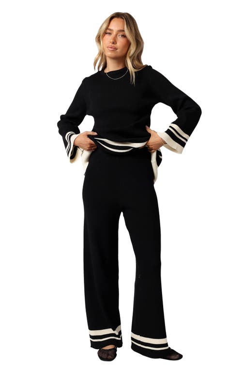 Petal And Pup Petal & Pup Lowell Stripe Wide Leg Rib Pants In Black