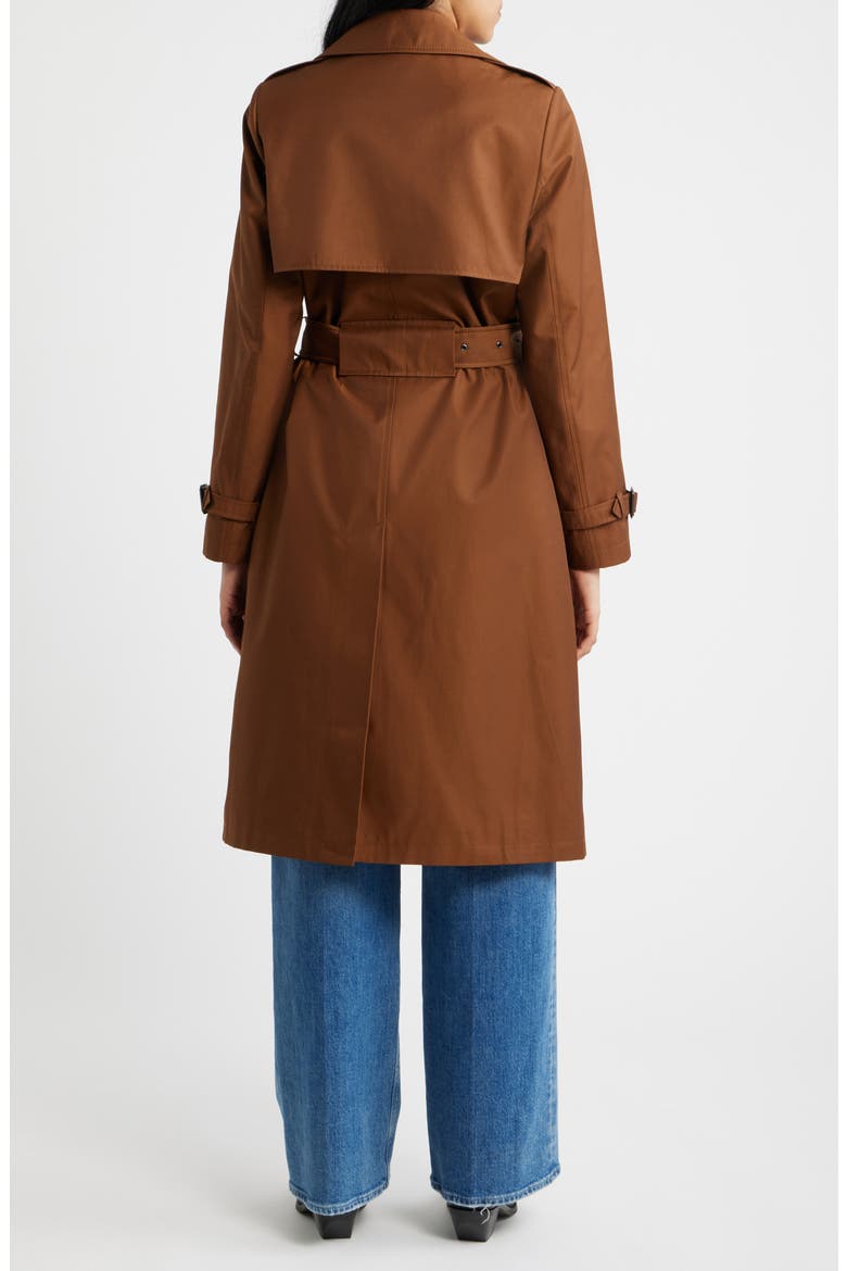 Double Breasted Trench Coat with Faux Suede Detail, Alternate, color, TOFFEE
