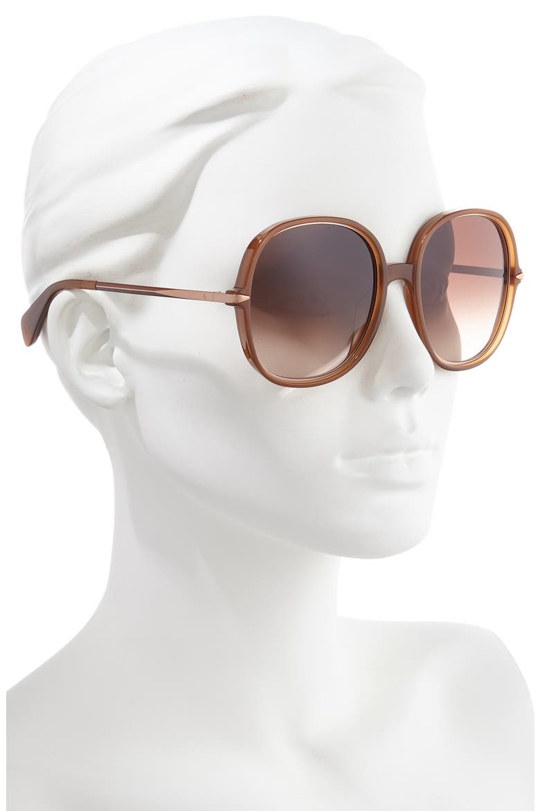 59mm Gradient Round Sunglasses, Alternate, color, BROWN